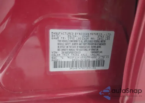 2014 Nissan Sentra Fe+ S/Fe+ Sv/S/Sl/Sr/Sv z USA, uszkodzony, nr VIN 3N1AB7AP8EY234101